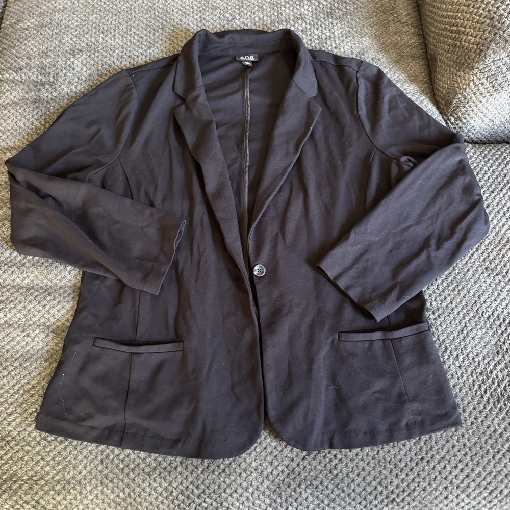 ANA A New Approach Womens‎ XXL Black Ponte Knit Single Button Blazer Jacket